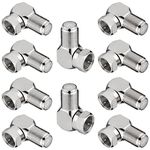 Rght Angle Coax, 10-Pack F Type Male to Female Coaxial Cable Connector, RFAdapter 90 Degree Adapter for Wall Mounted TV, Modem, Wall Plate, Satellite Receiver