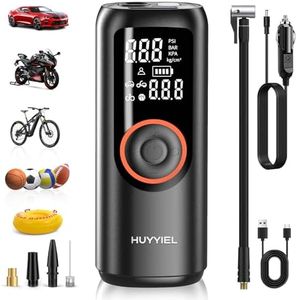 Tire Inflator Portable Air Compressor, Electric Air Pump 4X Super Fast Inflation Air Compressor USB C Rechargeable Tire Pump Digital Pressure Gauge, LED Light, for Auto Bike Motorcyclefor Car Ball
