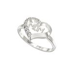 Aeon Jewellery Silver Mum Ring - 925 Sterling Silver & Cubic Zirconia Heart | Available in Size K | Polishing Cloth & Gift Box Included