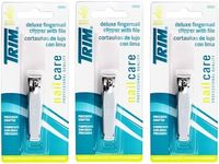 Set of 3 Trim Deluxe Fingernail Clippers with File bundled by Maven Gifts