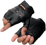 Shaf International Men's Leather Fingerless Gloves (Black, Small)