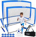 Kids Soccer Goals for Backyard Set of 2, 6x4 ft Portable Soccer Nets Training Equipment, Pop Up Soccer Net for Youth Toddler Outdoor Sports Games, Blue