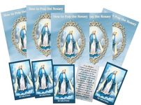 How to Pray The Rosary Pamphlet Booklet Set Prayer Guide Bundle with Our Lady of Grace Catholic Holy Card, 5 of Each