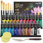 Acrylic paint set 24 x 22ml Perfect for Canvas, Wood, Ceramic, Rock, Fabric & Crafts. Non-Toxic, Quick Dry & Vibrant Colours. Rich Pigments, Lasting Qualit…