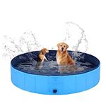 Tilz Dog Paddling Pool - Plastic Foldable Cat Large Dog Pool Portable Pet Swimming Pool Outdoor Play PVC Bathing Tub (L: (47" X 12" | 120cm x 30cm)