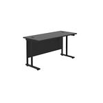 Office Hippo Heavy Duty Rectangular Cantilever Office Desk, Home Office Desk, Office Table, Integrated Cable Ports, PC Desk For Office or Home, 5 Yr Wty - Black Frame/Black Top, 120cm x 60cm