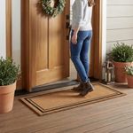 Kempf Black Border Coco Coir Doormat, 24" x 48", Non-Slip Backing, Heavy Duty Natural Fiber Front Door Welcome Entrance Mat, Low Clearance, Outdoor Indoor