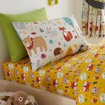 Happy Linen Company Girls Boys Kids Woodland Friends Animals Taupe Standard Reversible Extra Pair Of Standard Pillow Cases