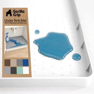 GORILLA GRIP Waterproof Silicone Under Sink Mat, Stay in Place, 46x22 White