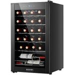 BODEGACOOLER 24 Bottle Compressor Wine Cooler, Freestanding Wine Cellar for Red, White or Champagne，Mini Fridge with 41-64.4°F Digital Temperature Control Glass Door