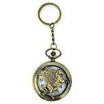 AUGEN Premium Pocket Watch Metal Keychain Horse Flying Retro Vintage for Gifting With Key Ring Anti-Rust (Pack Of 1)