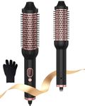 Thermal Brush 38mm, Double PTC Hot Brush, Atopskins Ceramic Curling Brush Volumizing Heated Brush Curling Iron, LCD Display Double Voltage Travel Curling Brush, 10 Temps 120-210℃ Heated Round Brush