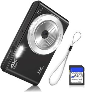 SMARTKLIK Digital Camera,Fhd 1080P 44Mp Digital Camera For Kids Video Camera With 64Gb Sd Card 16X Digital Zoom,Compact Point&Shoot Camera Portable For Kids Boys Girls Teens Students Seniors (Black)