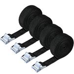 URAQT Tie Down Straps, 4 Pack Heavy Duty Tensioning Belts, 3M Adjustable Cargo Straps Ratchet Straps for Motorcycle, Cargo, Trucks, Trailer, Luggage, 250kg Loading Capacity, Quick Release (Black)