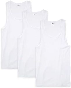 Calvin Klein Men`s Classic Ribbed Tank 3-Pack (White(NM9070X-100)/White/White, Medium), White