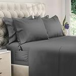 DREAMCARE Bedding Sets Queen - 6 Piece Queen Bed Sheets - Deep Pocket up to 15 in - Draps Lit Queen - Luxury Hotel Sheets & Pillowcases Set - Shrink & Fade Resistant (Queen, Dark Gray)