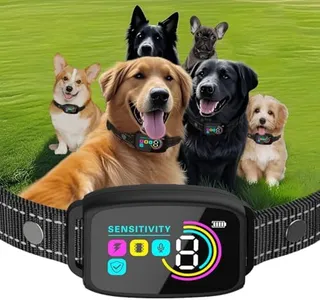 2025release Dog Bark Collar, Smart Rechargeable Anti Barking Training Collar, 8 Sensitivity Levels, Beep/Vibration/Shock,IP67 Waterproof, Color Display