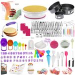 RFAQK 360 PCs Cake Decorating Kit with Baking Supplies- Springform Cake Pans Set -Cake Turntable stand-48 Numbered Piping Tips & Bags- Icing Spatulas & Scrappers-Fondant Tools-Measuring Cups & Spoons