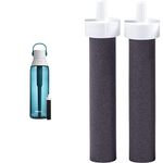 BRITA Premium Filtering Water Bottle with Filter (Sea Glass, 768 mL) + Brita Water Filter Bottle Replacement Filters, 2 Count
