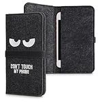 kwmobile Felt Cover for L - 6.5" - Protective Fabric Universal Pouch Case with Elastic Band Closure - Don't Touch My Phone White/Dark Grey