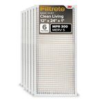 Filtrete Clean Living Basic Dust AC Furnace Air Filter, MPR 300, 12 x 24 x 1-Inches, 6-Pack