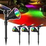 JSOT Solar Spot Lights Outdoor Waterproof Color Changing Spotlights, Solar Landscape Lighting with 9 Light Options Wall Lamp for Path Patio Yard Driveway Tree Flag Decoration 4 Pack