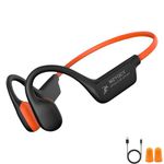 MZYQCY Bone Conduction Headphones,Open Ear Wireless Bluetooth 5.4 Headphones with Mic，IPX6 Waterproof Sport Bluetooth Headset，15H Playback， for Running，Cycling，Walking,Outdoor (Orange)