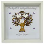 33rd Anniversary Gift for Her Him, Personalised Handmade Frame, Amethyst Wedding Anniversary Gifts for Husband Wife Couple Parents Thirty Third 33 Years Together - Various Designs (Message)