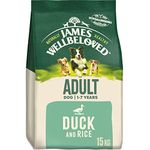 James Wellbeloved Adult Duck & Rice 15 kg Bag, Hypoallergenic Dry Dog Food