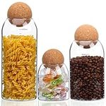 BELLE VOUS Glass Storage Jars with Cork Lids (3 Pack) - Food Storage Jar Set with Cork Ball Lids - Kitchen Storage Jars for Spices, Sugar & Coffee