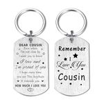 Resdink Cousin Gifts - Remember I Love You Couin Keychain, My Favorite Cousin Birthday Key Chain, Best Christmas Easter Graduation Gifts for Cousin Present