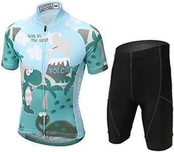 Kids Cycling Jersey Set (Short Sleeve Jersey + Padded Shorts), 7-9 Years