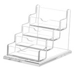 SNDIA 4 - Tier Premium Acrylic Transparent Crystal-Clear Visiting Business Card Holder/Display Stand Desk Organizer For Office Table