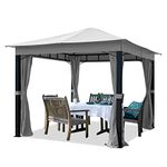 TOOLPORT Garden pavilion 3x3 m approx. 180g/m² waterproof tarpaulin gazebo, 4-sided garden gazebo light grey Party tent