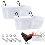 2 Pack Chicken Feeder Feed Trough with Clips, Hanging Chicken Feeder Bucket Feeding Container for Livestock, Goat Duck Chicken Feeder, Poultry Feeder, Goat Feeder Supplies