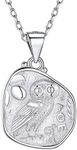 ChicSilver 925 Sterling Silver Athena and Owl Coin Necklace Ancient Greek Jewelry Vintage Style Medal Pendant with Chain