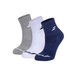 Babolat Quarter 3 Pairs Pack Socks Unisex Adult, unisex_adult, Socks, 5UA1401, White/Estate Blue/Grey, Size 9-12