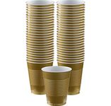 Amscan 436801.19 Party Tableware, Big Party Pack Plastic Cups, Party Supplies, Gold, 16 Ounces, 50Ct