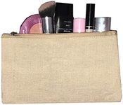 Canvas Zippered Jute Blend Pouch Cosmetic Makeup Bags Travel Toiletry Kit (Set of 6) (Natural)