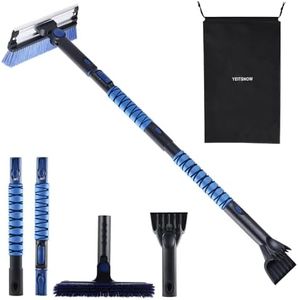 yeitsnow Snow Brush and Ice Scraper for Car Windshield Extendable Snow Removal Winter Tools 3 in 1 with Broom Foam Grip for Trucks Vehicle SUV