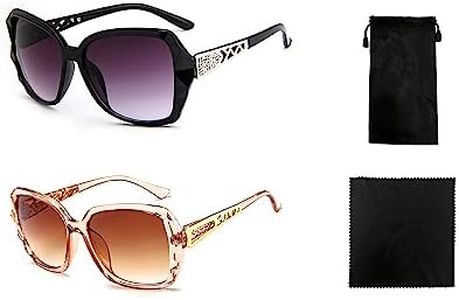 TAFACE 2 lunettes de soleil pour femmes à la mode, 1 chiffon pour lunettes et 1 sac à lunettes, lunettes de soleil pour femmes à grand cadre, lunettes de soleil polarisées classiques, protection UV