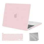 MOSISO Compatible with MacBook Pro 13 inch Case M2 M1 2024 2023 2022-2016 Release A2338 A2289 A2251 A2159 A1989 A1706 A1708, Plastic Hard Shell Case & Keyboard Cover Skin & Wipe Cloth, Rose Quartz