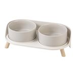 AHX Elevated Dog Food Water Bowl - Raised Dog Bowls with Stand Non Skid - Double Dog Feeding Bowl Set with Splash Proof Guard - Ceramic Pet Dish for Small to Medium Dogs and Large Cats