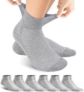 Forcool Diabetic Socks, Women Men Non Binding Loose Top Breathable Soft Extra Wide Stretchy Casual Ankle Low Cut Cotton Seamless Toe Socks, 6 Pairs, Gray, XXL