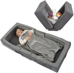ENITYA Toddler Travel Bed, Folding Floor Cot for Travel, Portable Kids Bed for Sleeping, Washable Toddler Cot for Children 18M – 5yr Old, Grey
