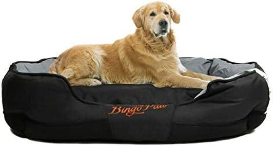 BingoPaw Waterproof Dog Bed XX-Large: Removable Washable Puppy Basket Cushion Scratch Proof Oxford Fabric - Water Resistant Pet Sofa Beds for Extra Large Dogs Black XXL(130X90cm)