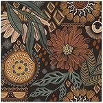 HAOKHOME 93291 Wallpaper Peel and Stick Floral Boho Brown/PeachPuff/Green Retro Wall Decor Bathroom Removable Mural 17.7in x 9.8ft