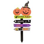 Runstarshow Halloween Decorations Outdoor Halloween Props Horror Halloween Yard Stake Signs Wooden Decor Welcome Sign Outside Pumpkin Ghost Witch Skull Cat Skeleton Party House Garden Lawn