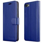 iCatchy For iPhone SE 2022 Case SE 2020 Case, iPhone 8 Case iPhone 7 Case Leather Wallet Book Flip Folio Stand View Case Compatible with iPhone se 2022/2020 Phone Case Cover (Blue)
