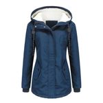 YYNUDA Womens Winter Coats Waterproof Fleece Lined Parka Coat Winter Outdoor Hooded Jacket Blue M